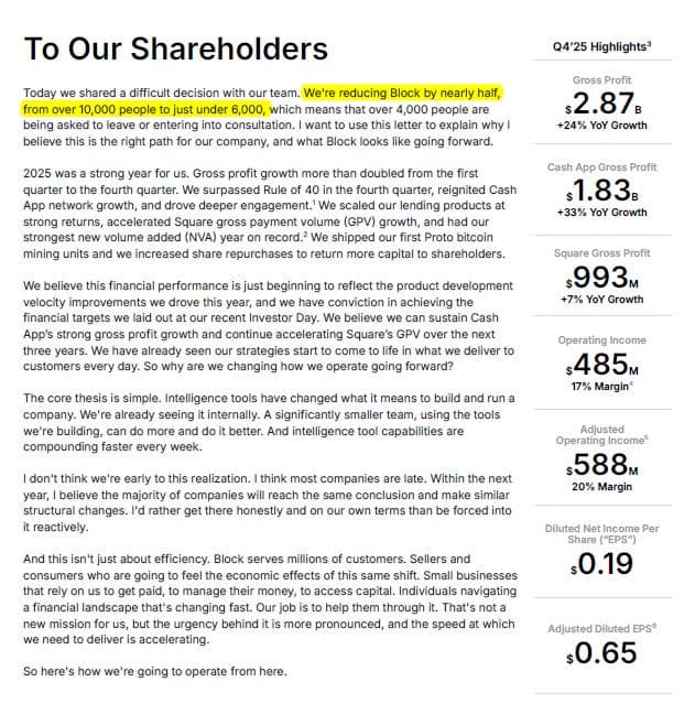 Is Block's Decision To Lay Off 40% of Its Workforce a Bellwether for the AI Era?